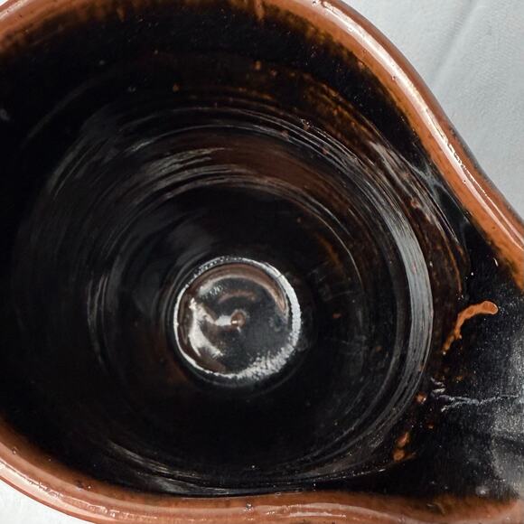 Mid Century Handmade Glazed Brown Art Pottery Pitcher - Picture 5 of 6